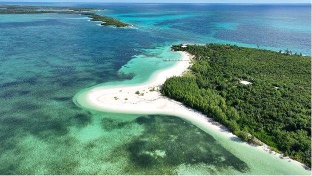 Drone shot of beautiful Bahamas Coastline