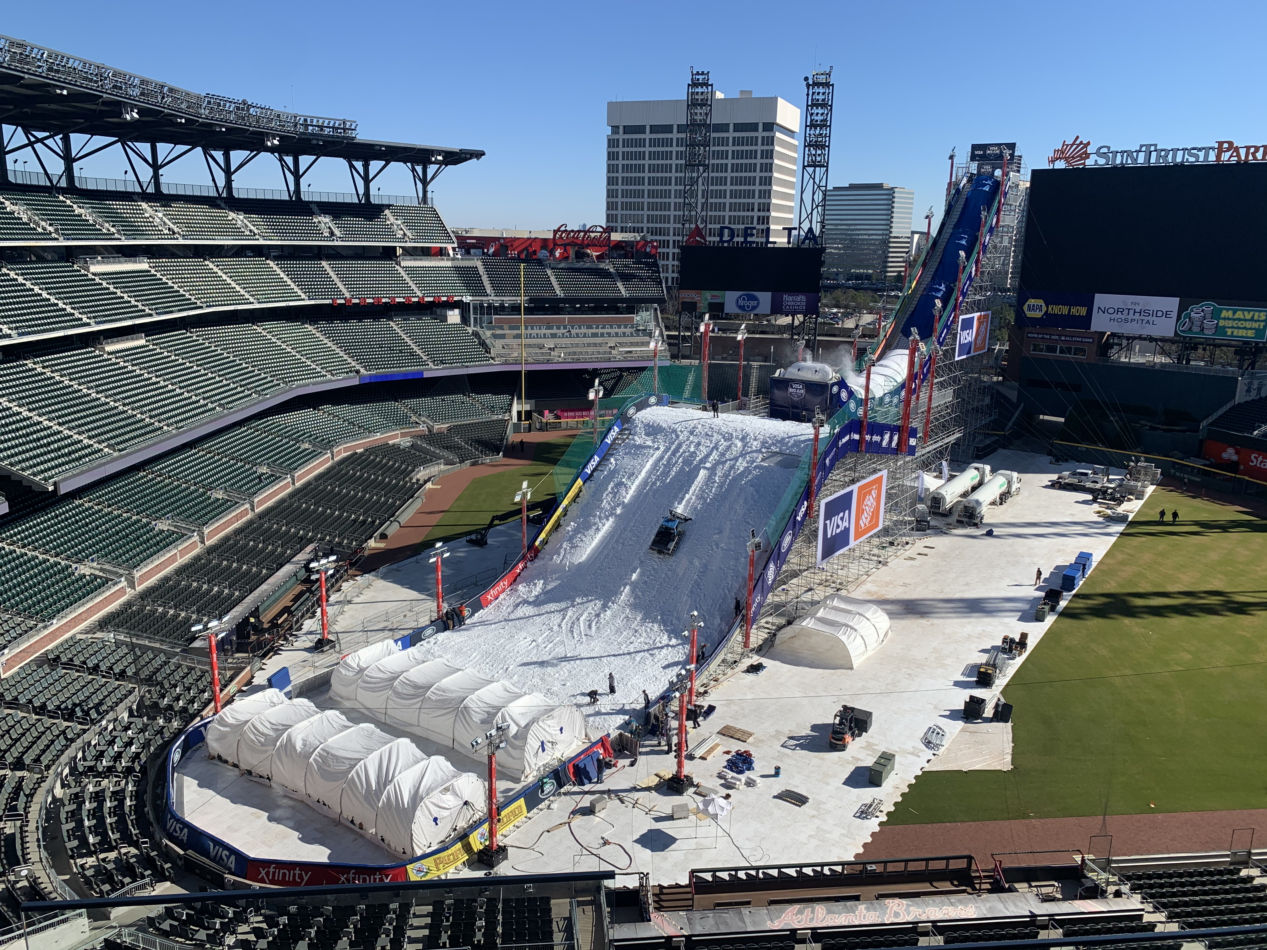 Ski jump built inside the Atlanta Braves MLB stadium, Truist Park